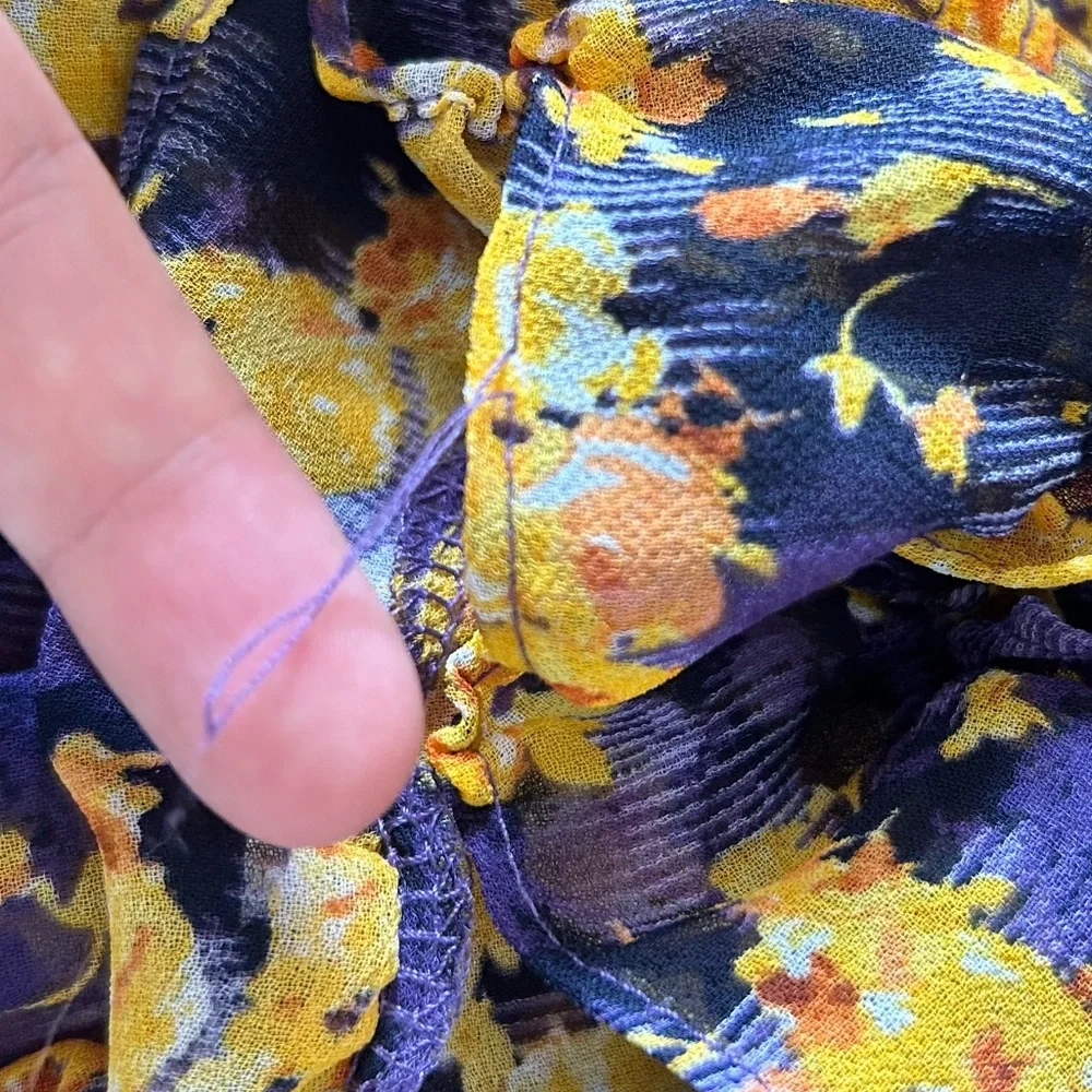 MISA Los Angeles Floral Mini Skirt | Yellow & Purple | Size Small